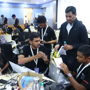Mentors guiding teams on network protocols